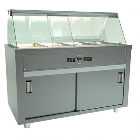 Vitrina Bain Marie cu lampi halogene 2 usi culisante 4xGN1/1 1400x700x1260