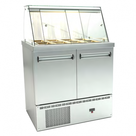 Masa refrigerare cu vitrina - Salateda 2 usi 10xGN 1/4 900x700x870