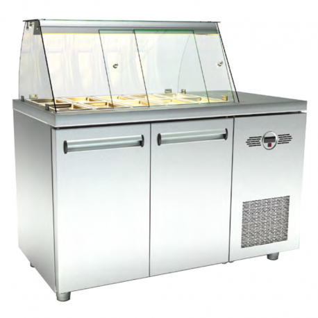 Masa refrigerare cu vitrina - Salateda 2 usi 5xGN 1/4 1350x600x1260