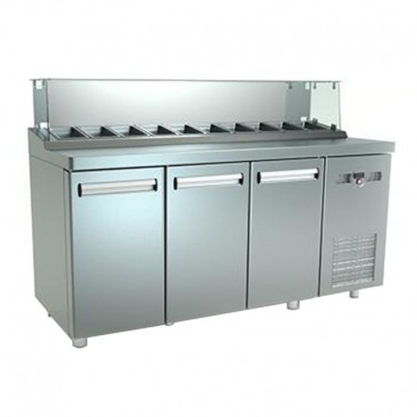 Masa refrigerare cu vitrina - Salateda 3 usi 1800x700x1260