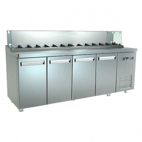 Masa refrigerare cu vitrina - Salateda 4 usi 2250x700x1260