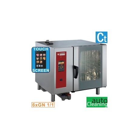 Cuptor convectie 6 tavi gn 1/1 cu touch screen si spalare automata pe gaz sdgt/6-cl