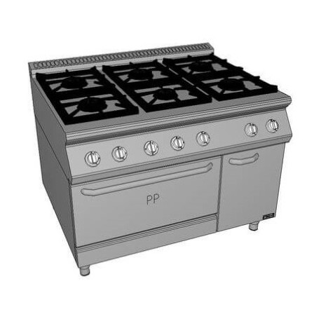 Masina de gatit cu 6 focuri si cuptor pe gaz PSPP-L 120/90