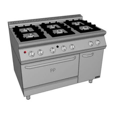 Masina de gatit cu 6 focuri si cuptor pe gaz PSPP-O 120/70