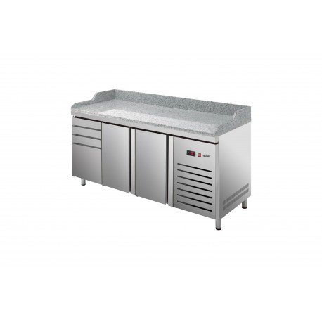 Masa frigorifica de pizza cu plat de Granit 800 MM (400X600) cu 2 usi si 4 sertare ETP-8-200-24 HC GR