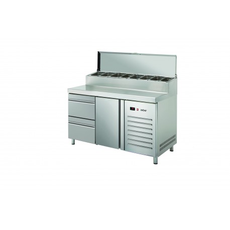 Masa frigorifica cu saladeta incorporata 700 MM GN 1/1  cu o usa si 2 sertare ETPZ-135-12HC