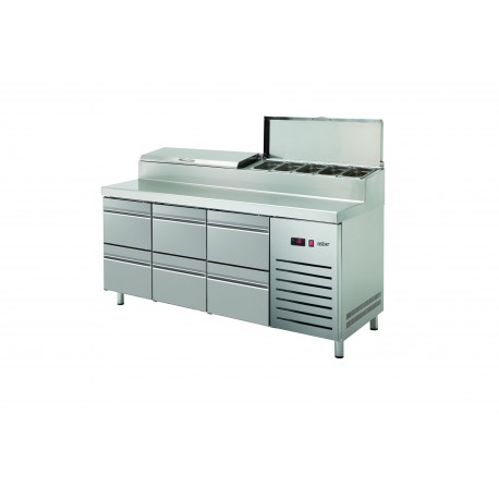 Masa frigorifica cu saladeta incorporata 700 MM GN 1/1  cu 6 sertare ETPZ-180-06 HC